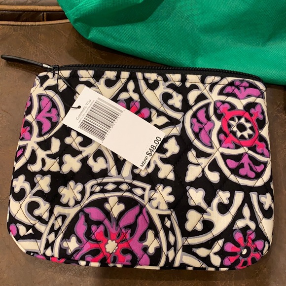 Vera Bradley cosmetics make up bags. Scroll Medallion print with black leather - Picture 2 of 12
